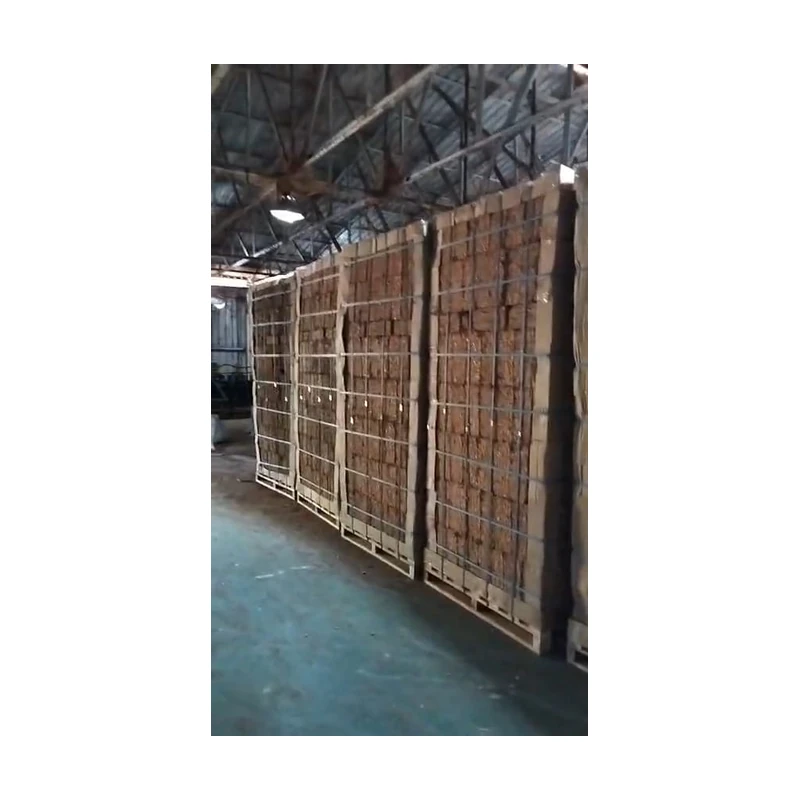 Coir chip blocks on pallets for export
